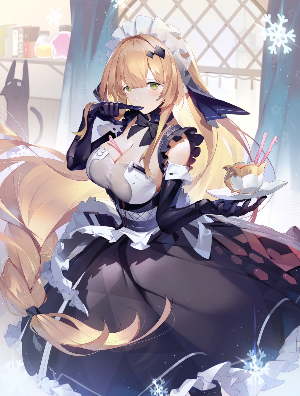 bianca_(punishing:_gray_raven) cleavage helic_(7317helic) maid neko no_bra punishing:_gray_raven see_through