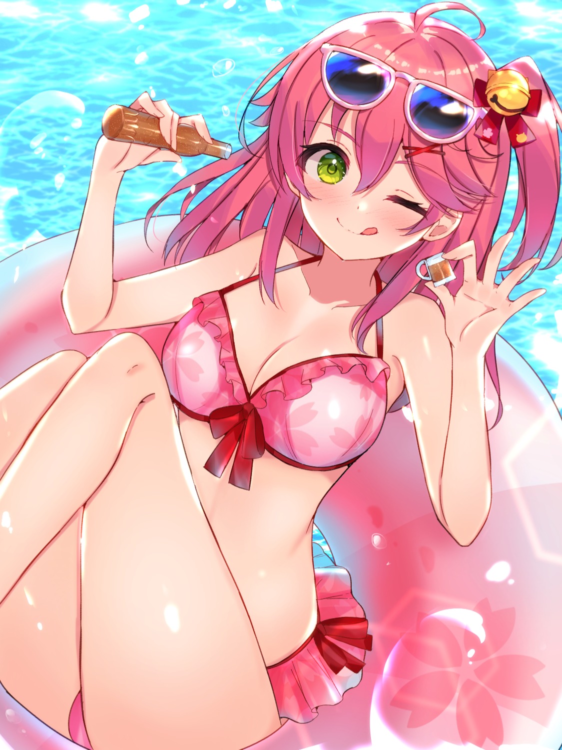 bikini cleavage hololive megane mi_taro333 sakura_miko swimsuits