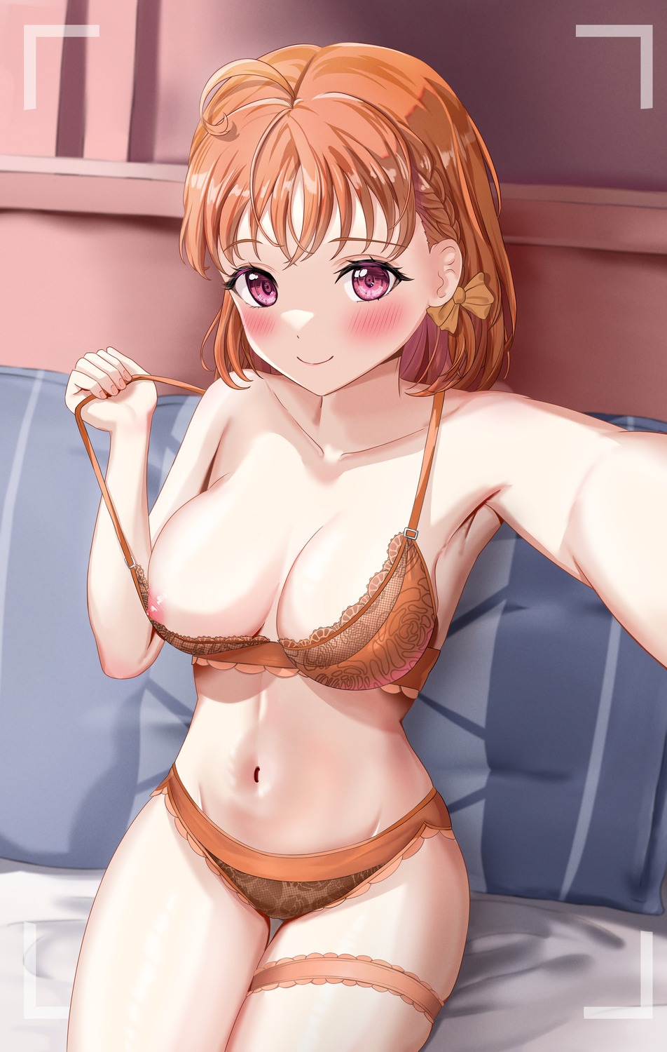 bra dokimaru garter love_live!_sunshine!! nipples pantsu selfie takami_chika