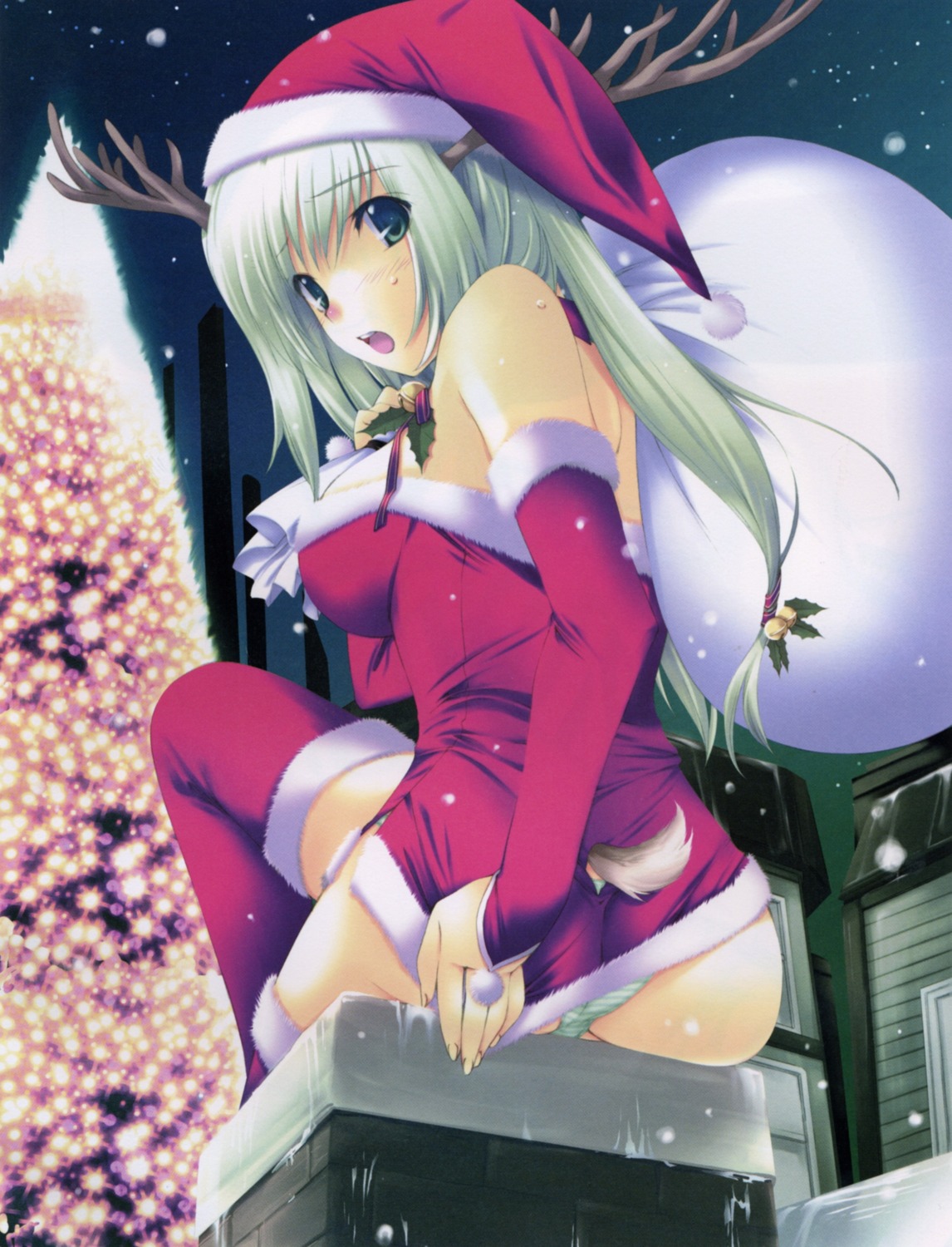 ass bleed_through christmas iizuki_tasuku pantsu shimapan thighhighs