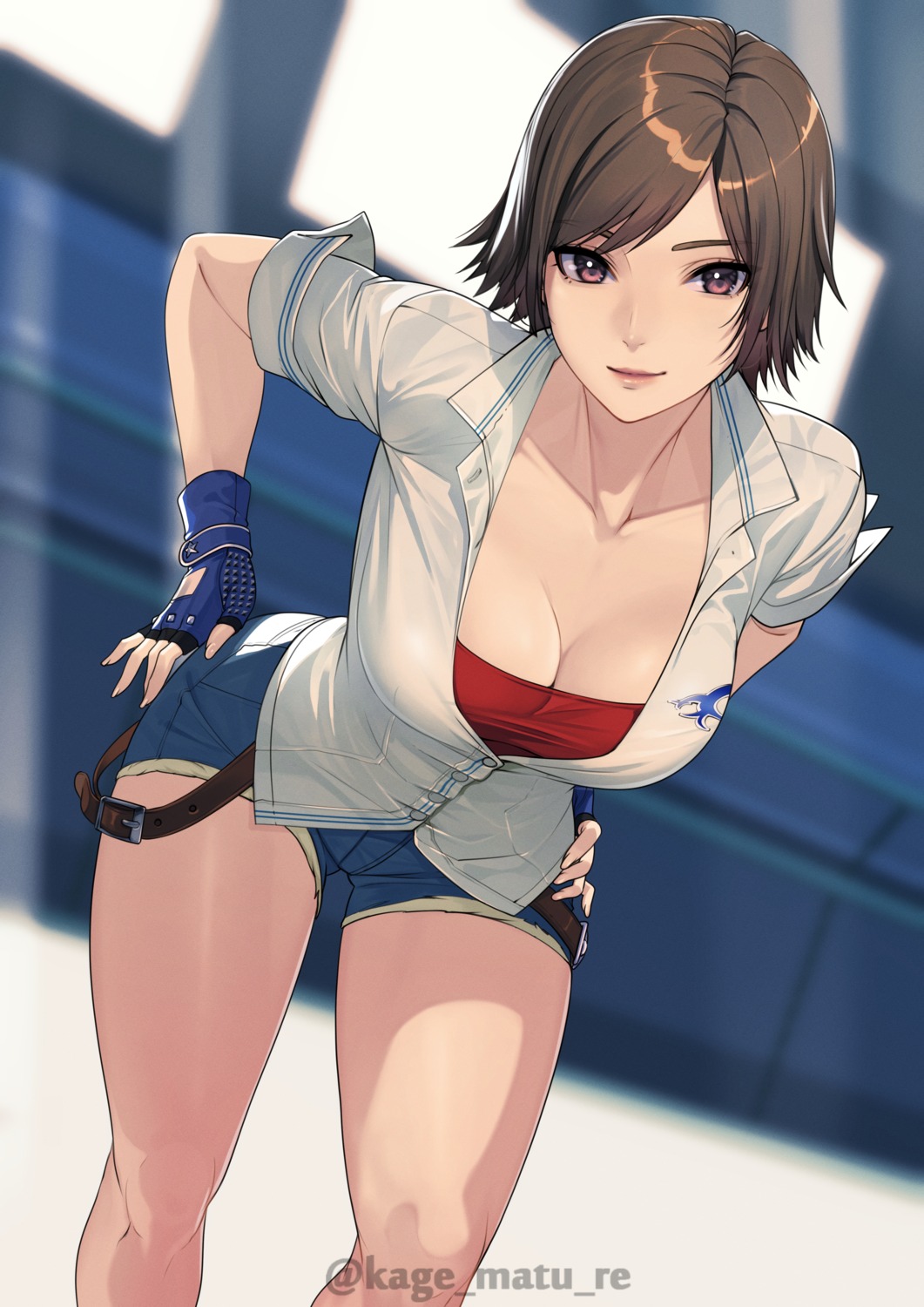 dress_shirt kagematsuri kazama_asuka no_bra tekken tekken_8