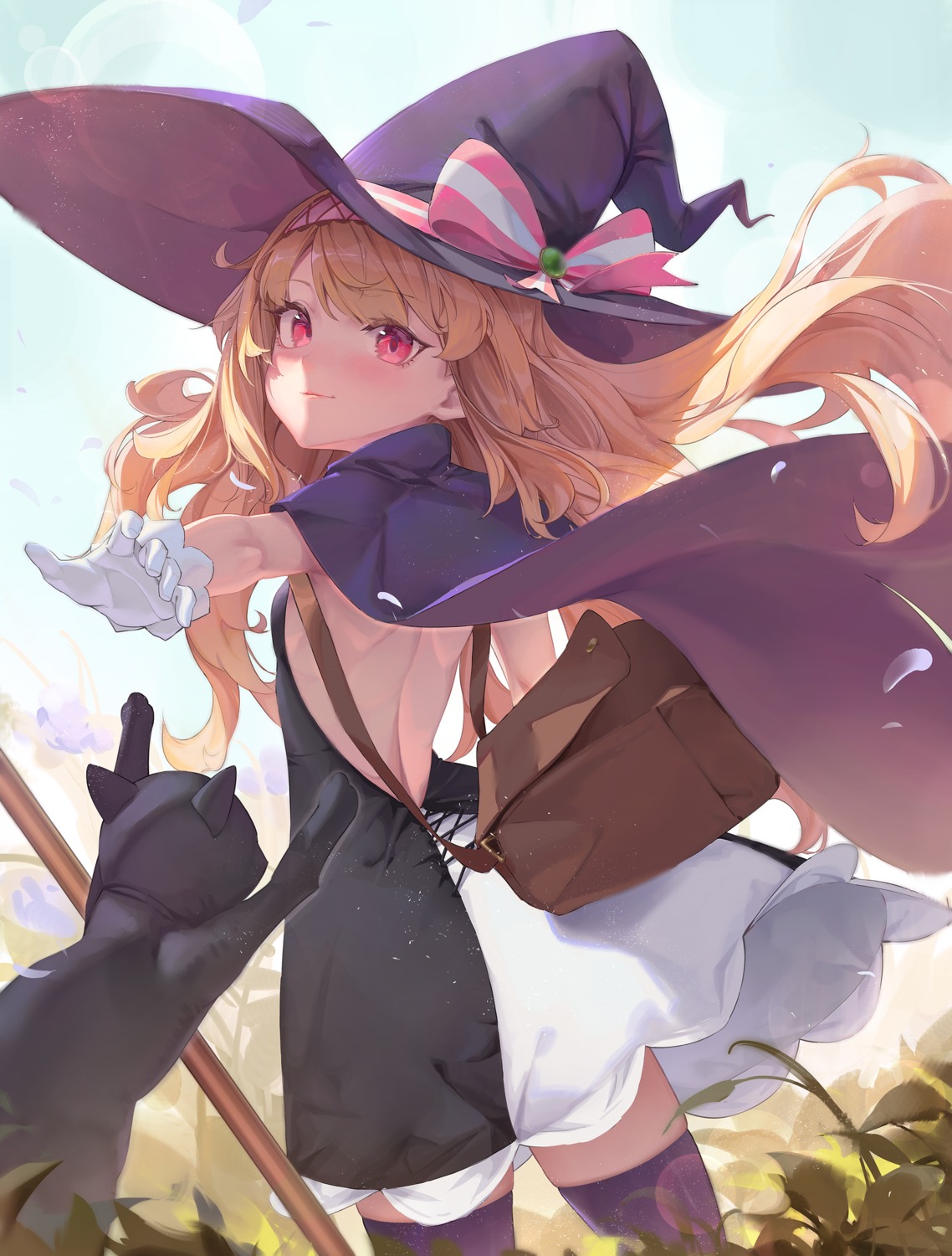 bingwei_huang little_witch_nobeta neko no_bra nobeta thighhighs witch