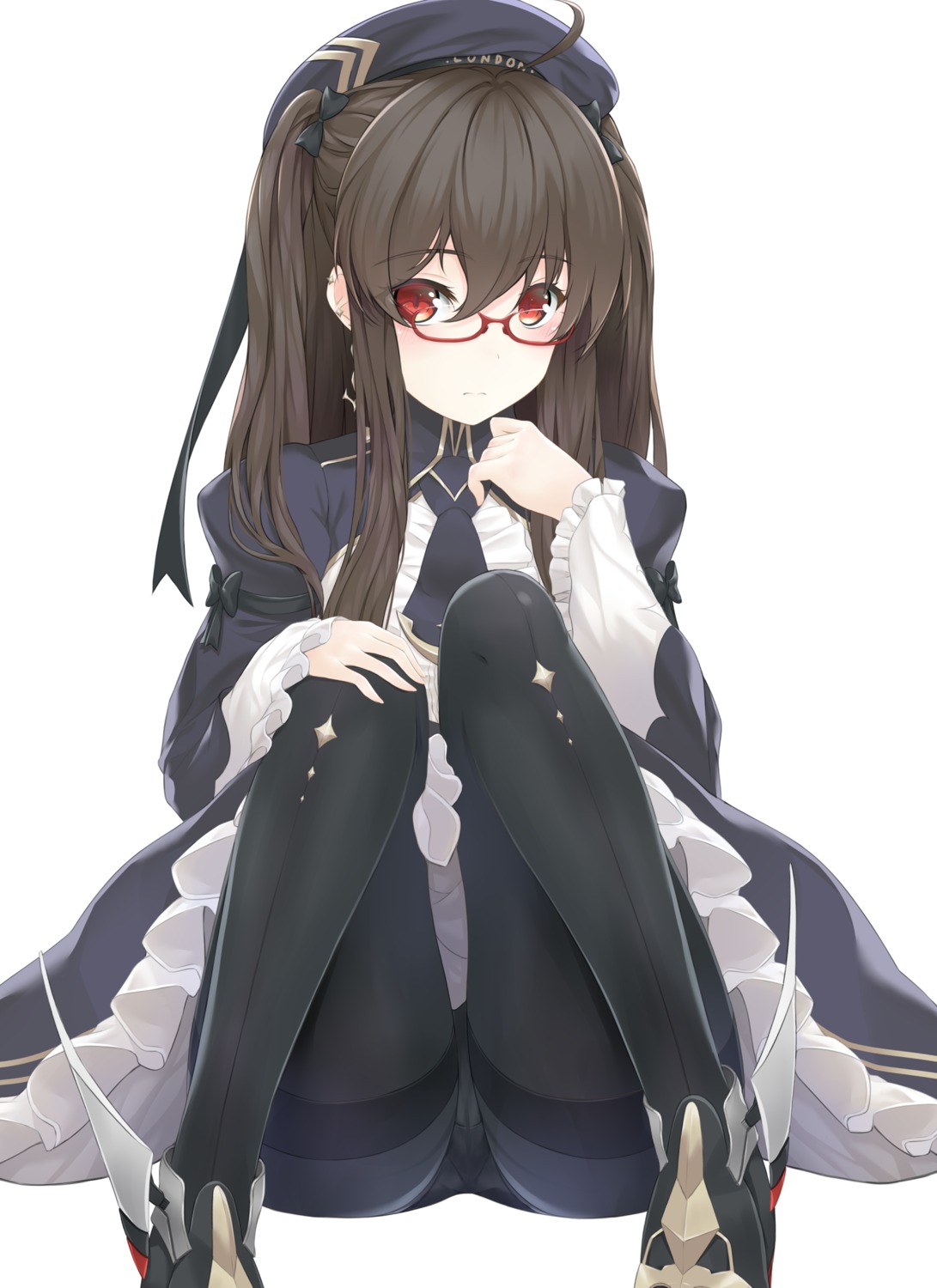 azur_lane cameltoe hajika london_(azur_lane) megane pantsu pantyhose skirt_lift