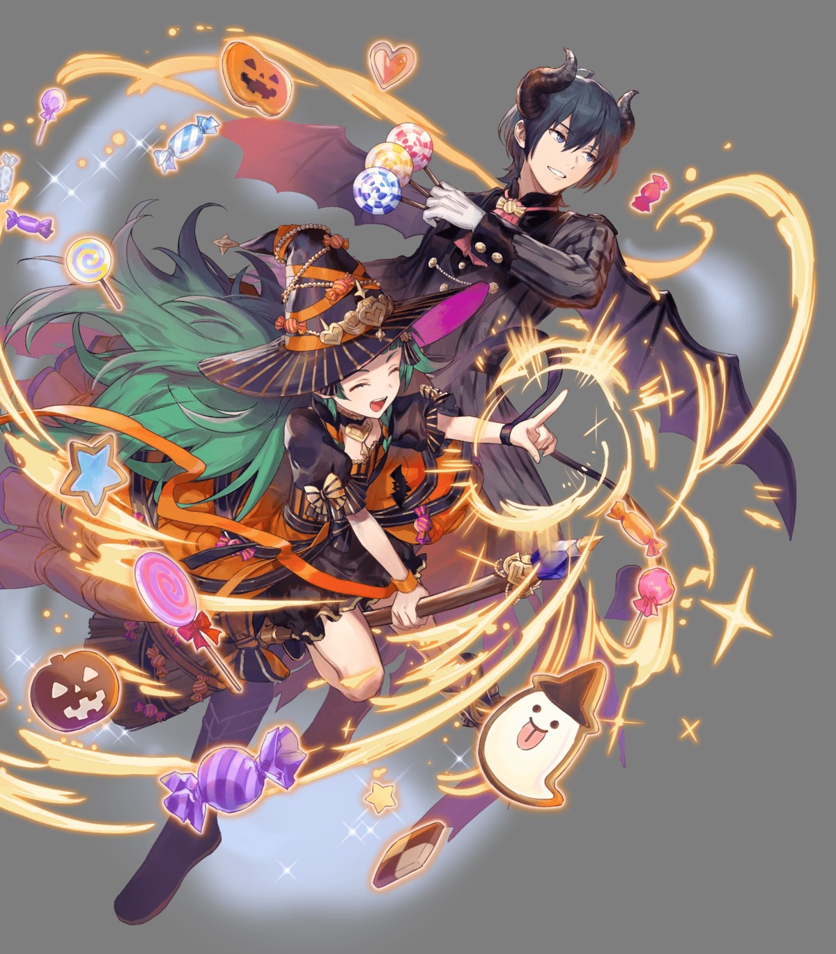 azu-taro byleth_(fire_emblem) devil fire_emblem fire_emblem_three_houses halloween horns nintendo pointy_ears sothis tail wings witch