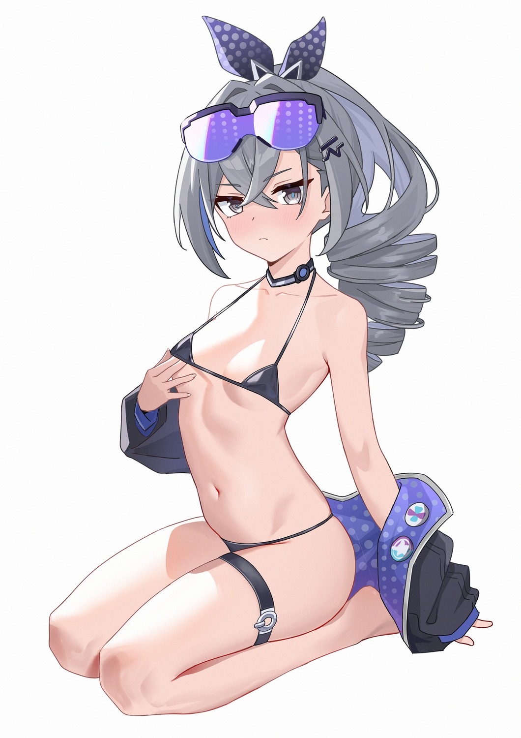 bikini garter honkai:_star_rail megane open_shirt silver_wolf_(honkai:_star_rail) swimsuits uefw8437 undressing