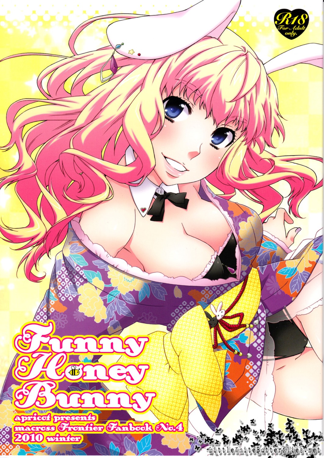 animal_ears apricot_(circle) bunny_ears bunny_girl cleavage kimono macross macross_frontier sheryl_nome watermark