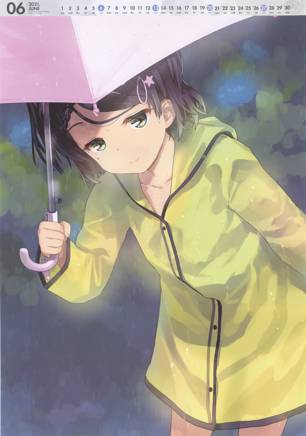 calendar jiji kantai_collection scirocco_(kancolle) umbrella wet