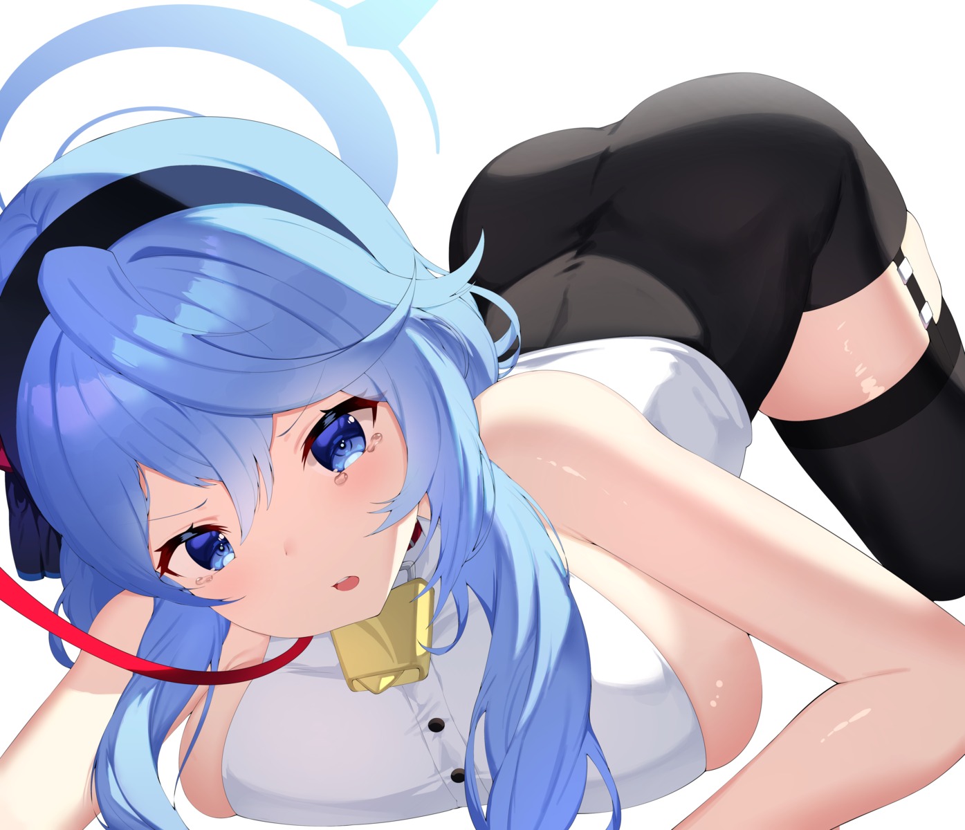 amau_ako blue_archive gappt halo no_bra see_through stockings thighhighs