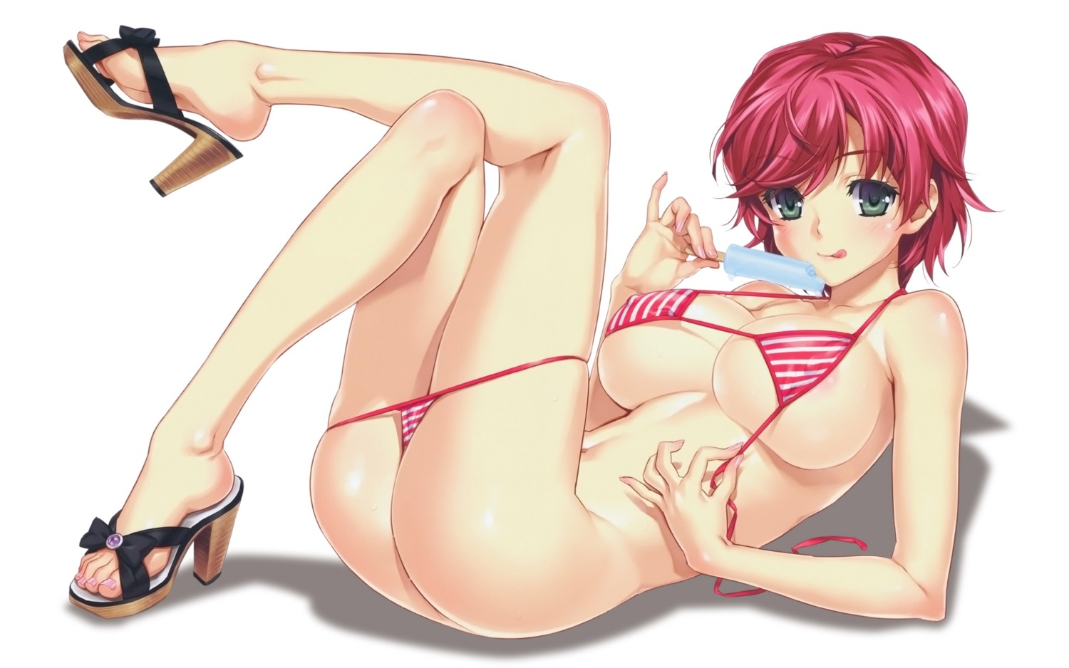 areola ass bikini erect_nipples happoubi_jin heels iihara_nao panty_pull resort_boin swimsuits undressing wallpaper