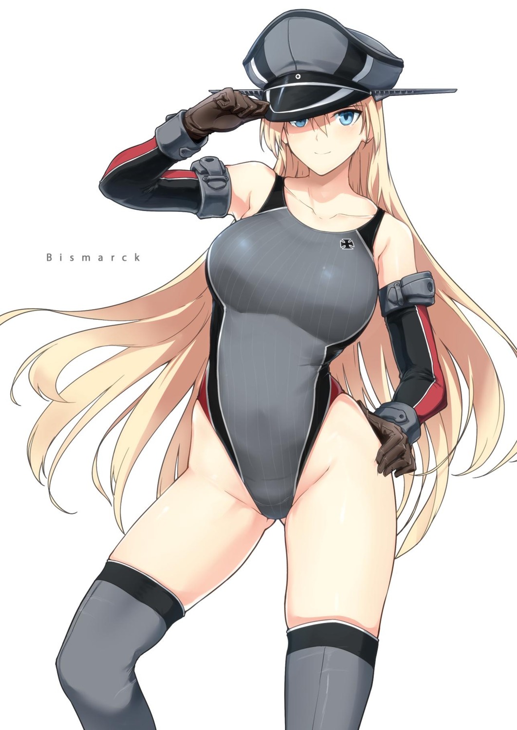 bismarck_(kancolle) halcon kantai_collection swimsuits thighhighs