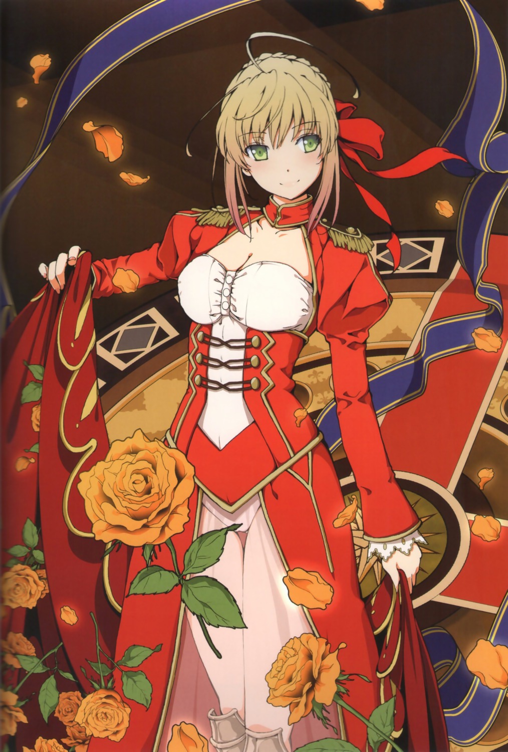 aka_ringo binding_discoloration cleavage dress fate/extra fate/stay_night pantsu saber_extra