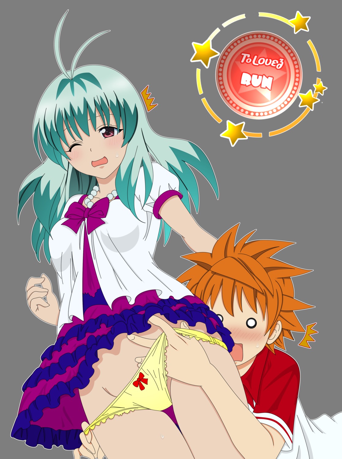 pantsu panty_pull run_elsie_jewelria to_love_ru transparent_png vector_trace yuuki_rito