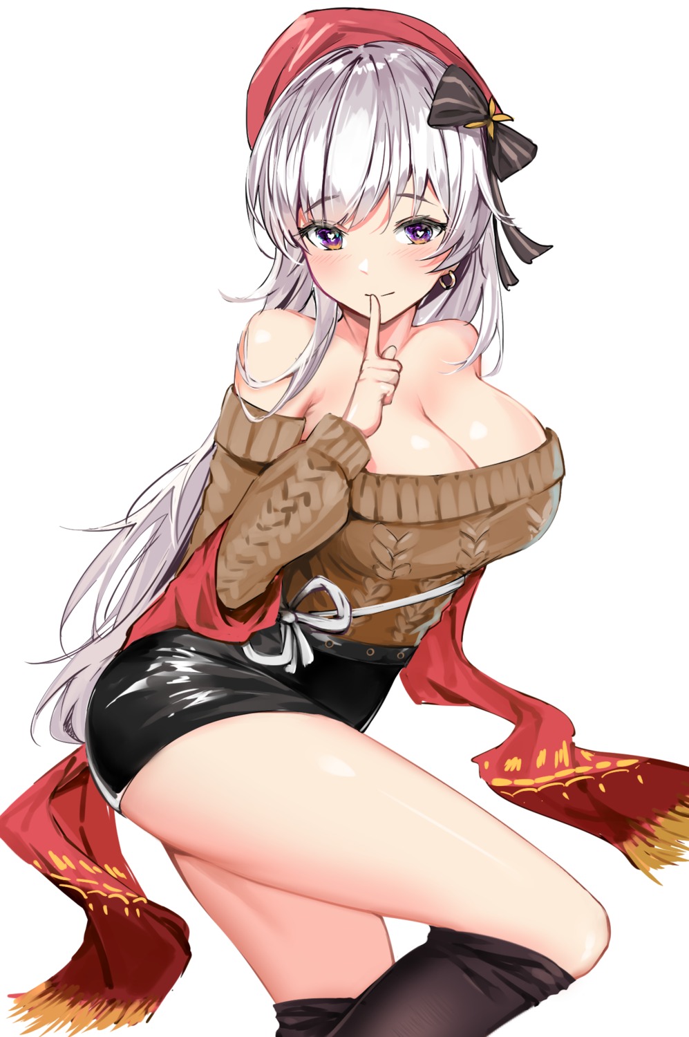 azur_lane belfast_(azur_lane) cleavage no_bra sweater yamiiv