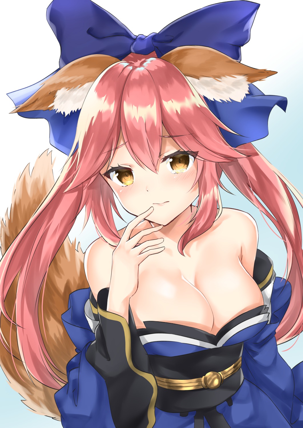animal_ears cleavage fate/grand_order japanese_clothes tail tamamo_no_mae