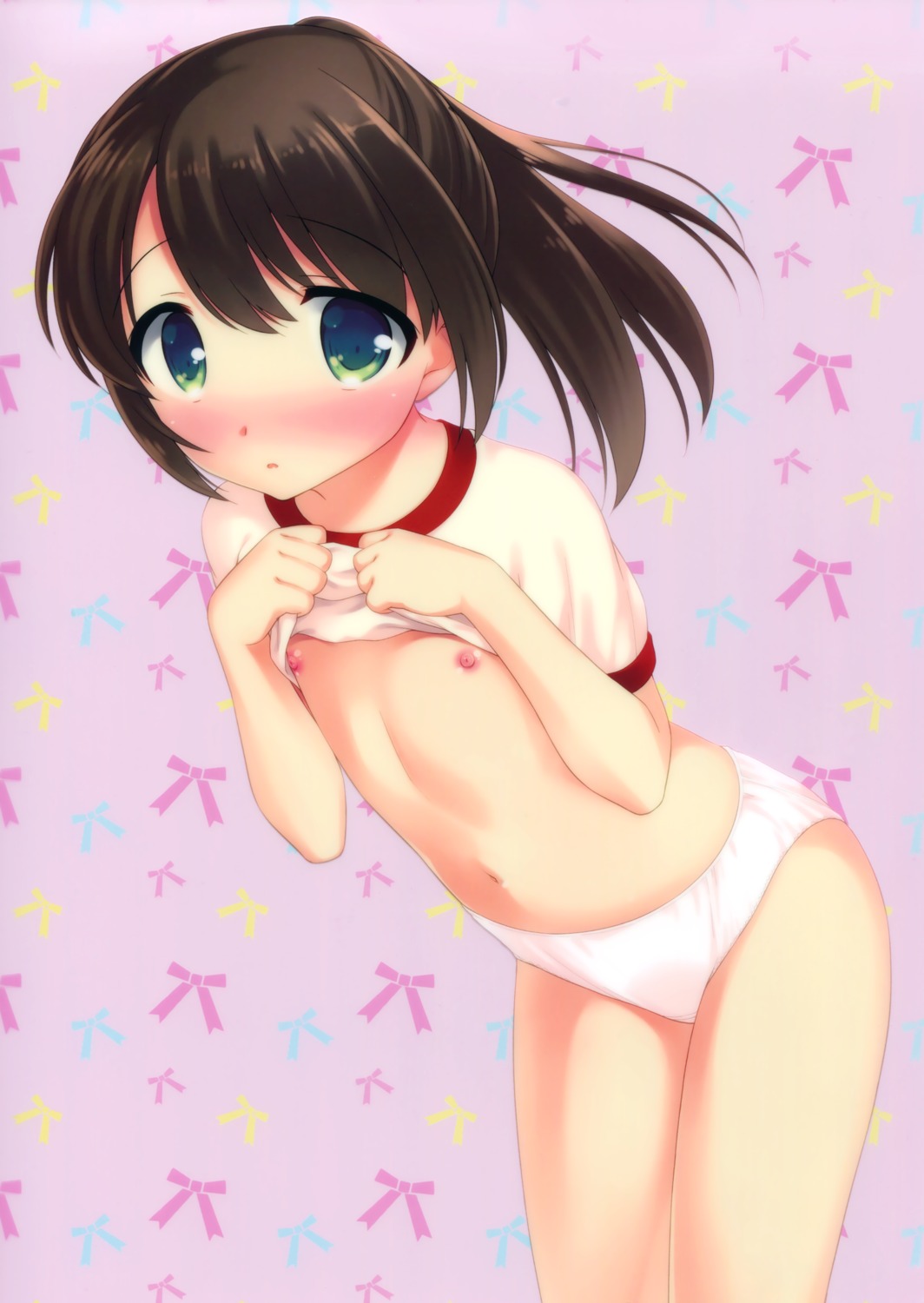 gym_uniform loli nipples no_bra pantsu shirt_lift ueda_yuu