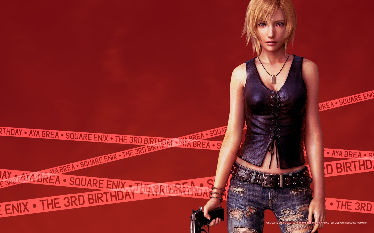 aya_brea cg cleavage gun parasite_eve square_enix the_3rd_birthday torn_clothes wallpaper