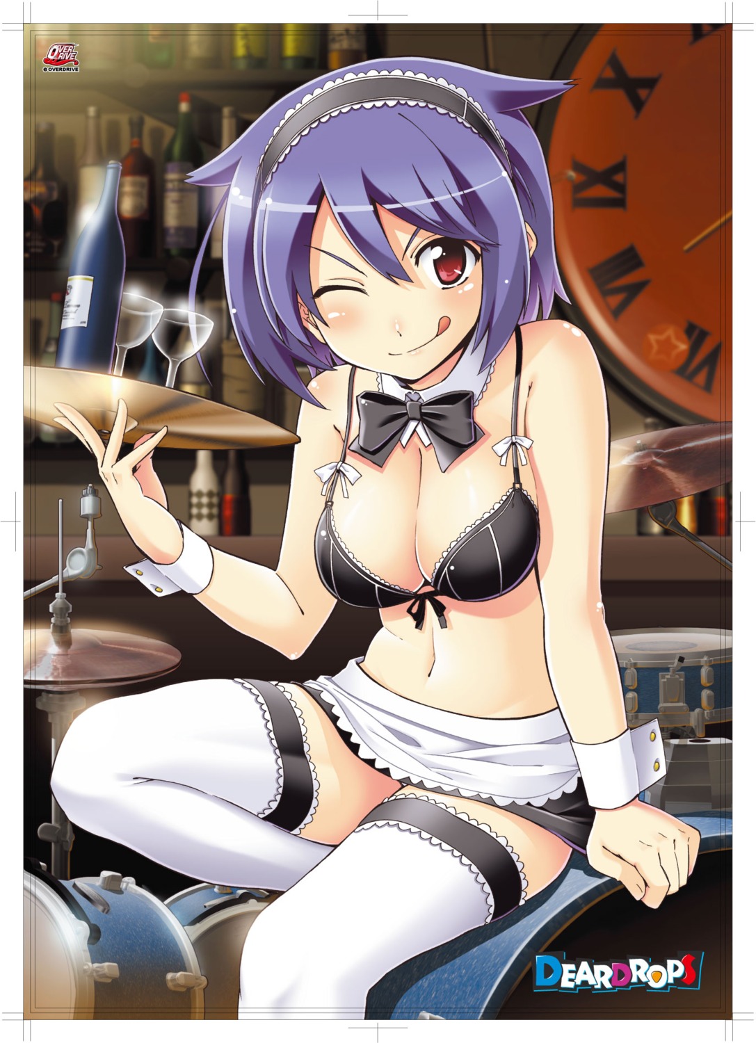bra cleavage deardrops jpeg_artifacts overdrive_(company) thighhighs waitress
