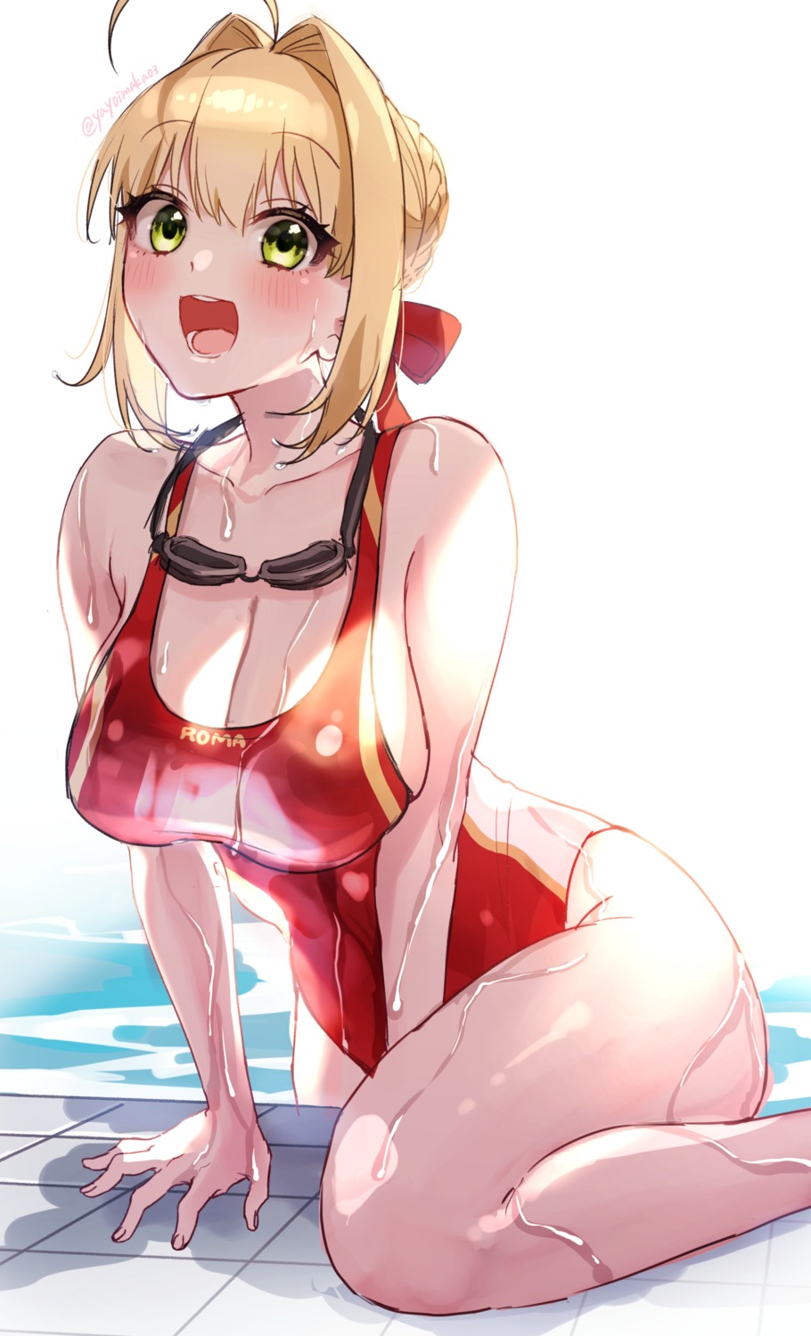 cleavage fate/extra fate/stay_night saber_extra swimsuits wet yayoi_maka