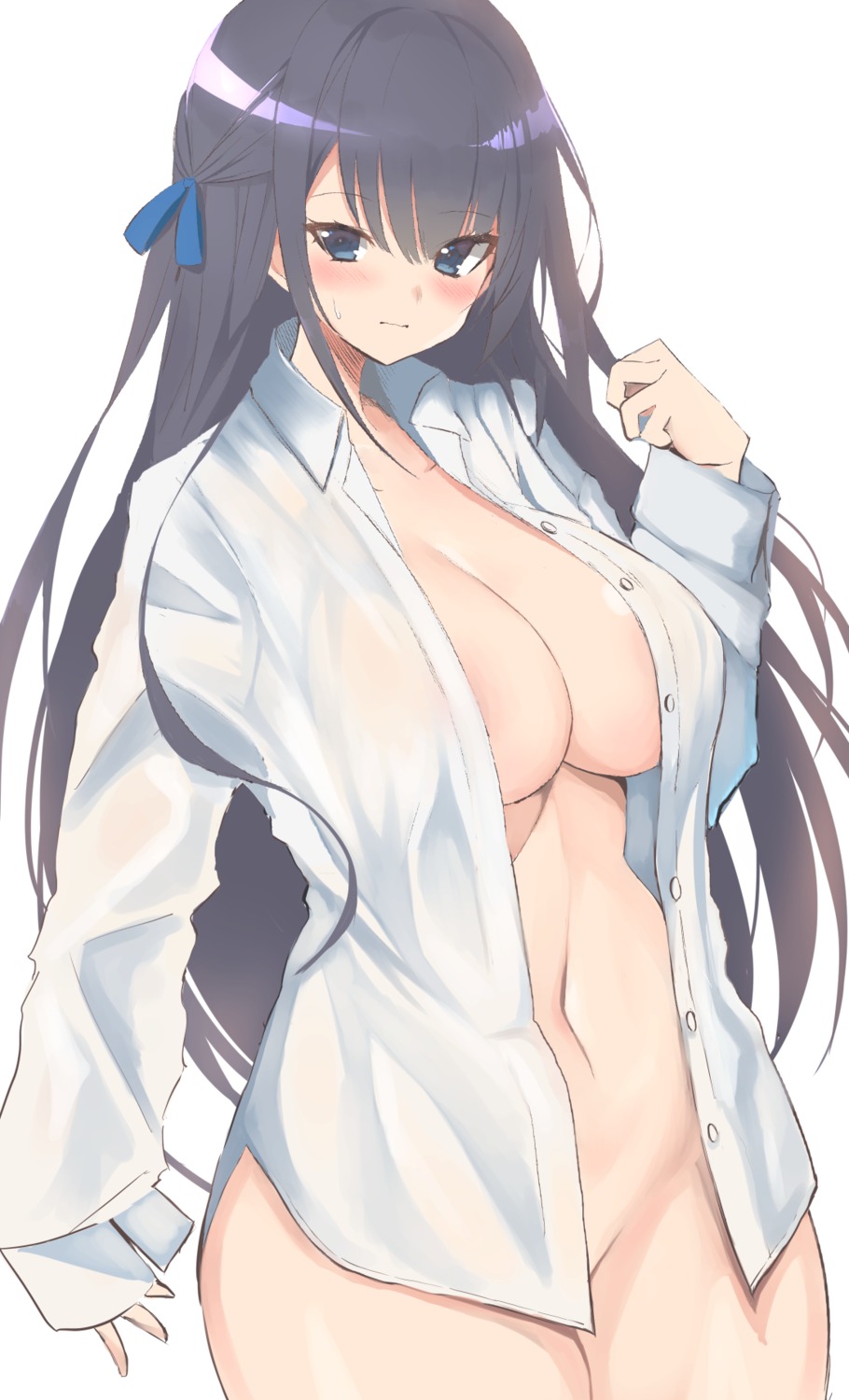 bottomless dress_shirt mizuno_tera no_bra open_shirt see_through