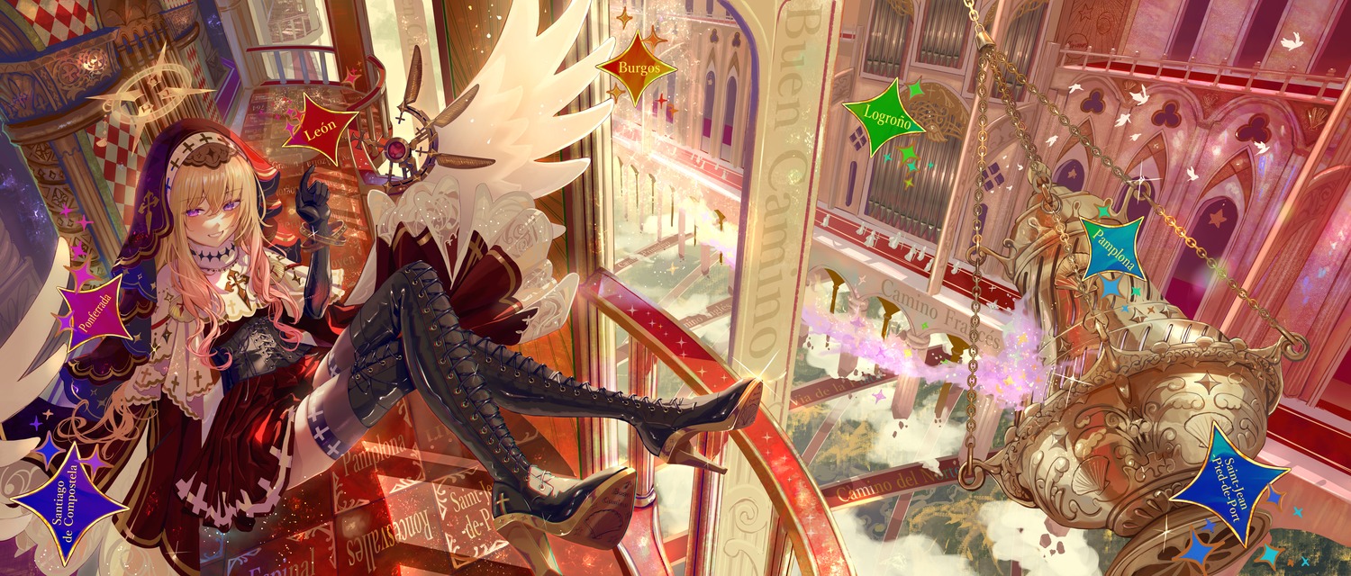 angel heels ito_lab landscape thighhighs wings