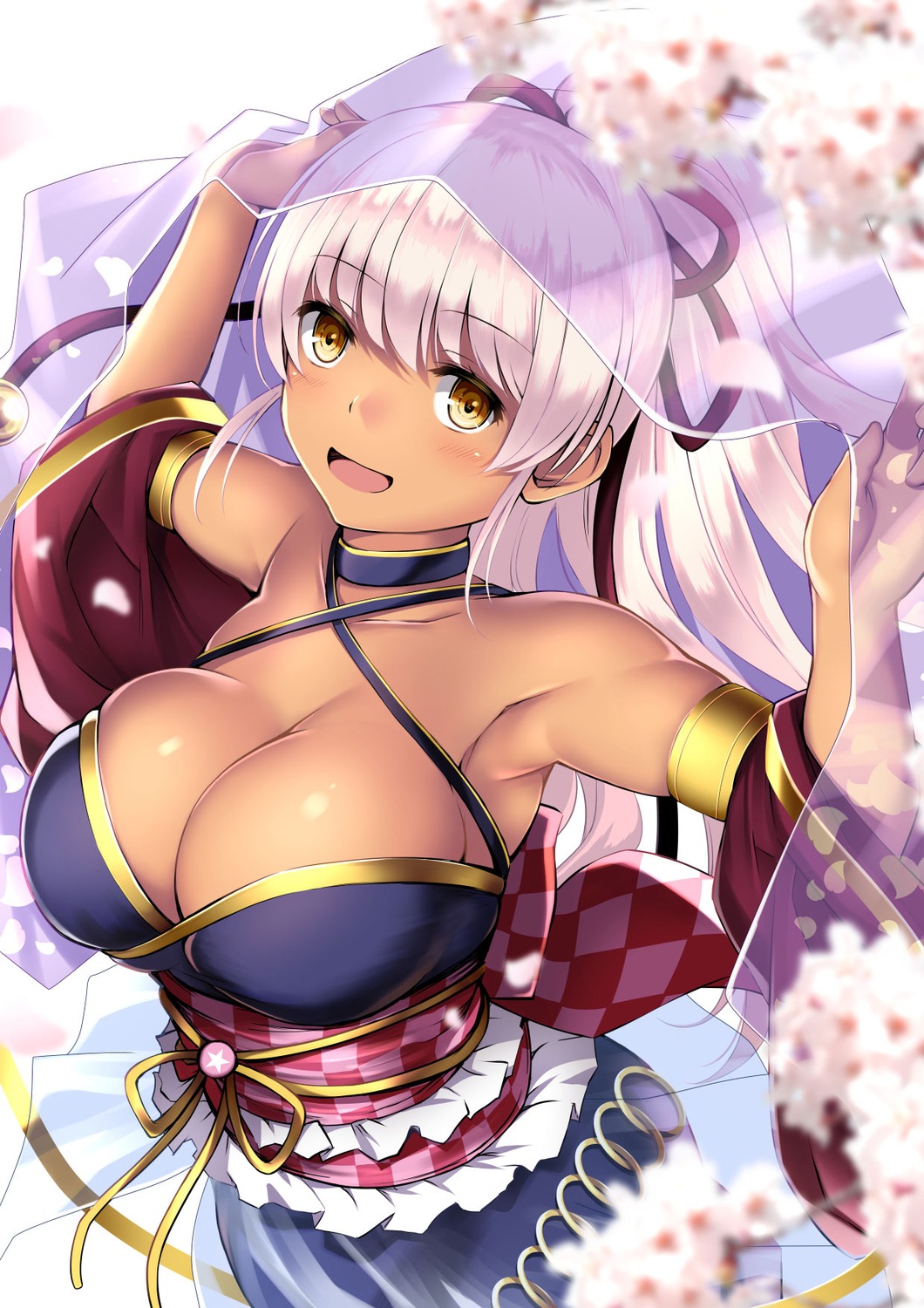 flower_knight_girl japanese_clothes kuromayu no_bra