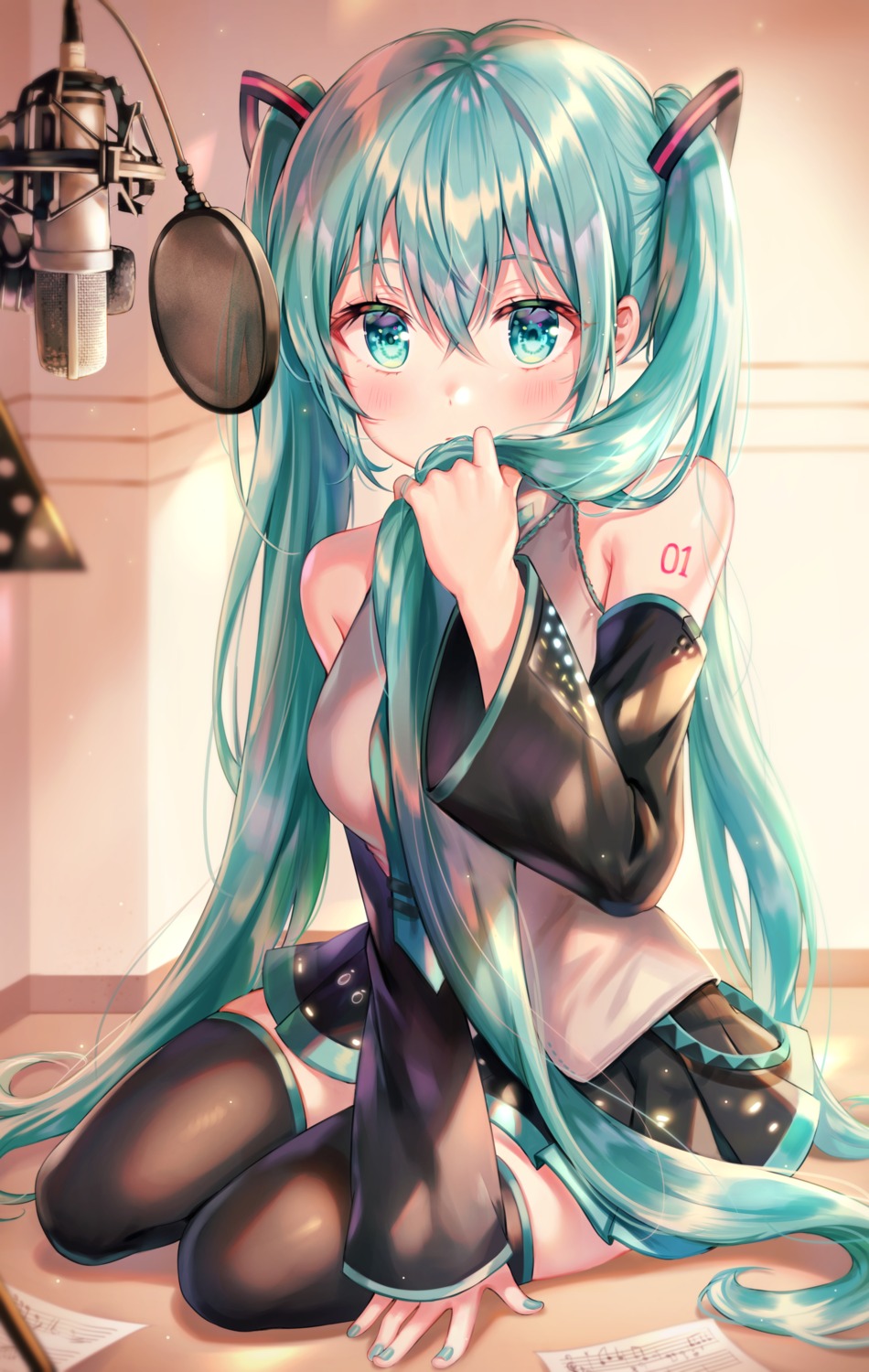 hatsune_miku tattoo thighhighs tokkyu vocaloid