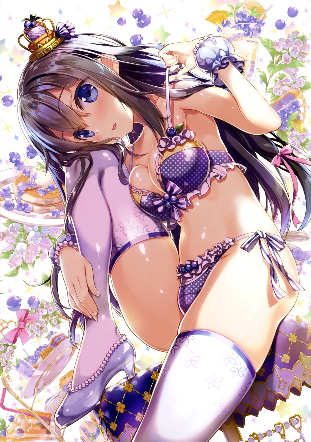 blueberry bra fujima_takuya heels pantsu string_panties thighhighs undressing