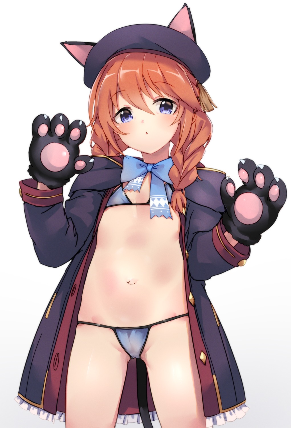 animal_ears bra cameltoe kure_(kure_ng) nekomimi open_shirt pantsu princess_connect princess_connect!_re:dive shingyouji_yuni tail