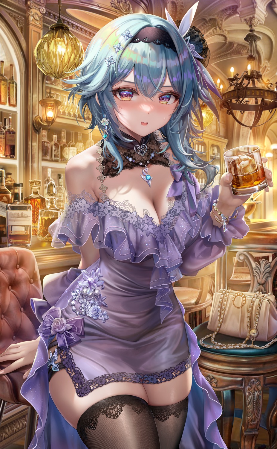 dress eula genshin_impact no_bra thighhighs torino_akua