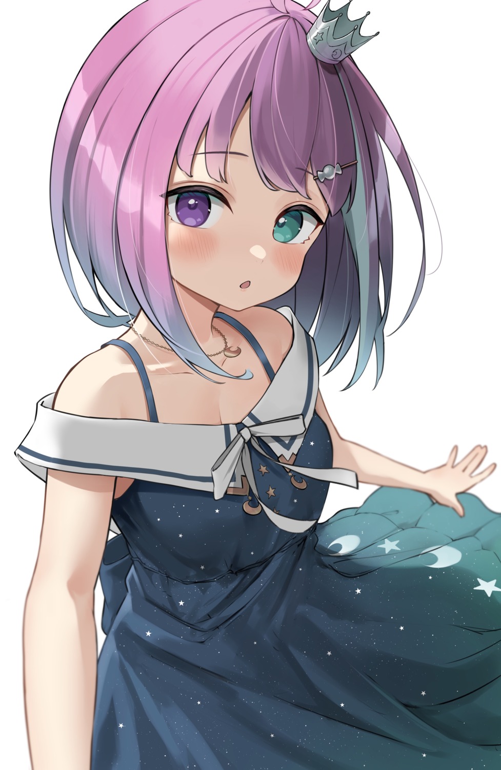 akiki_(kiki) dress heterochromia himemori_luna hololive skirt_lift