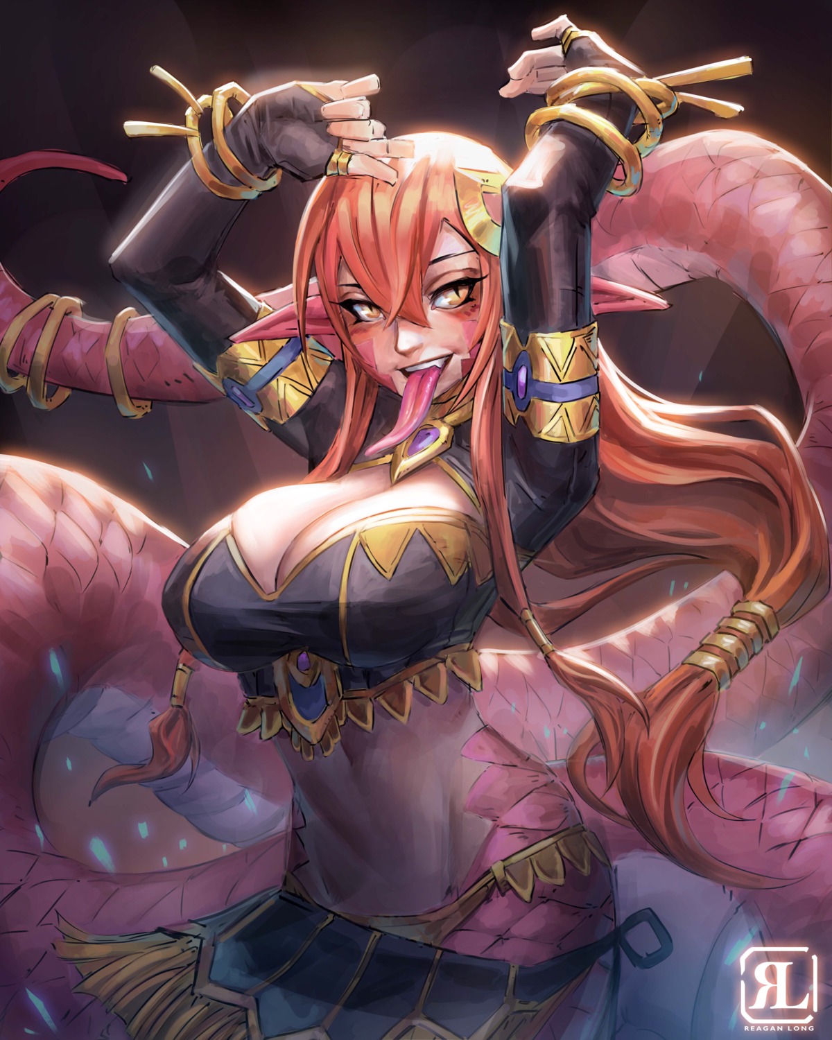 miia_(monster_musume) monster_girl monster_musume_no_iru_nichijou pointy_ears reagan_long tail