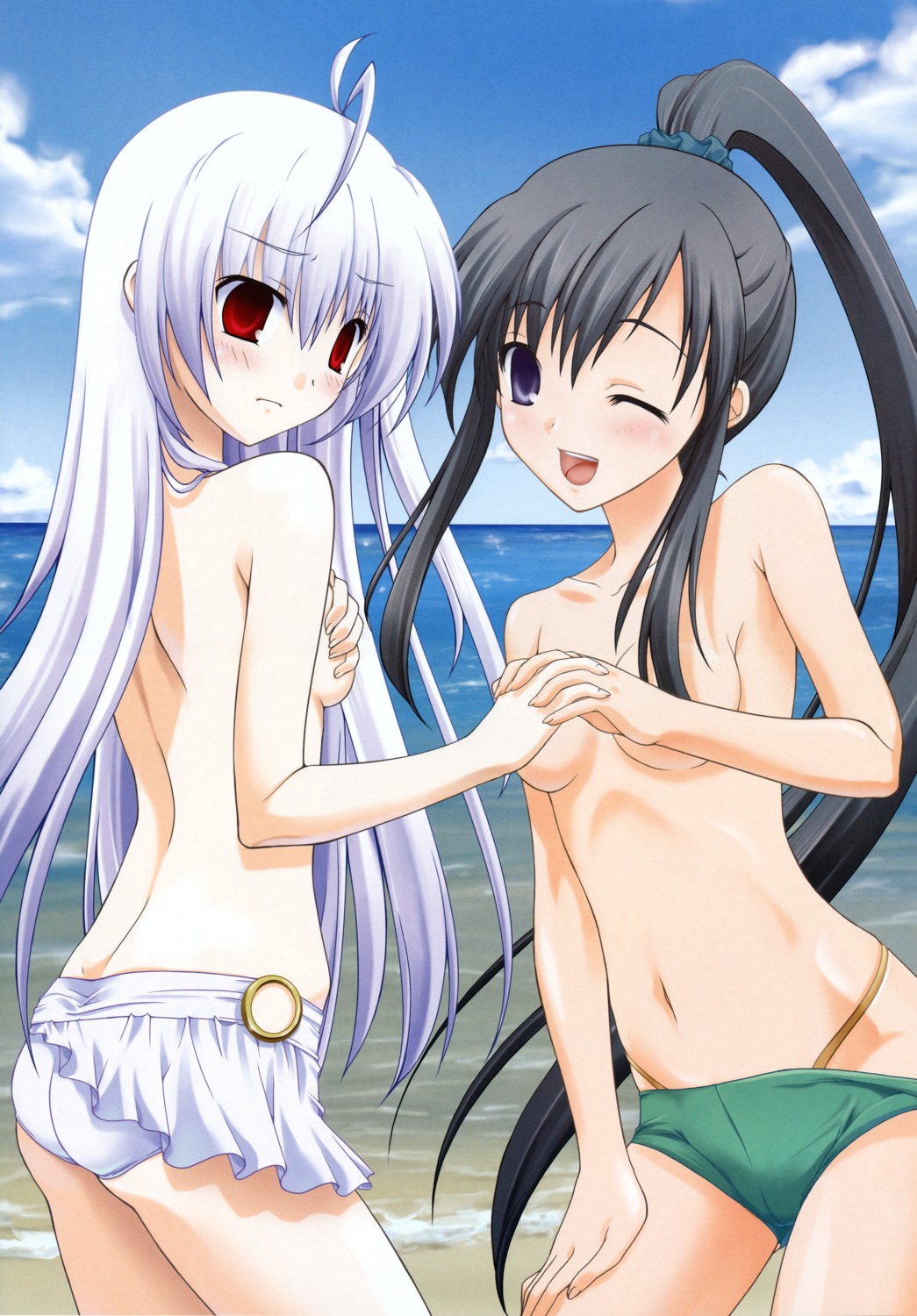 ano_aoi_umi_yori bikini breast_hold fixed miyakura_umi swimsuits topless yuiki_riku yuizaki_kazuya