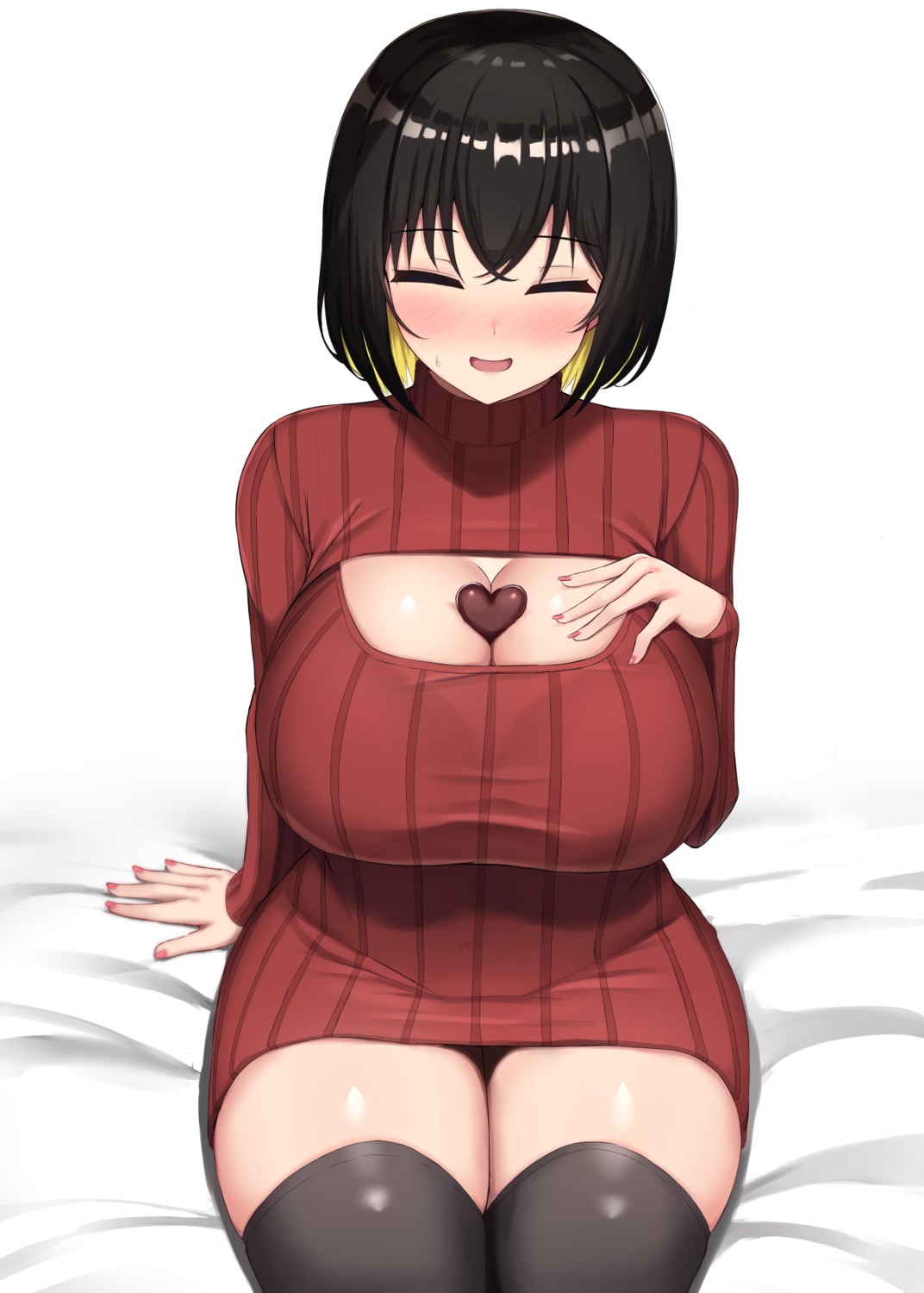 cleavage dress sweater tagme thighhighs valentine
