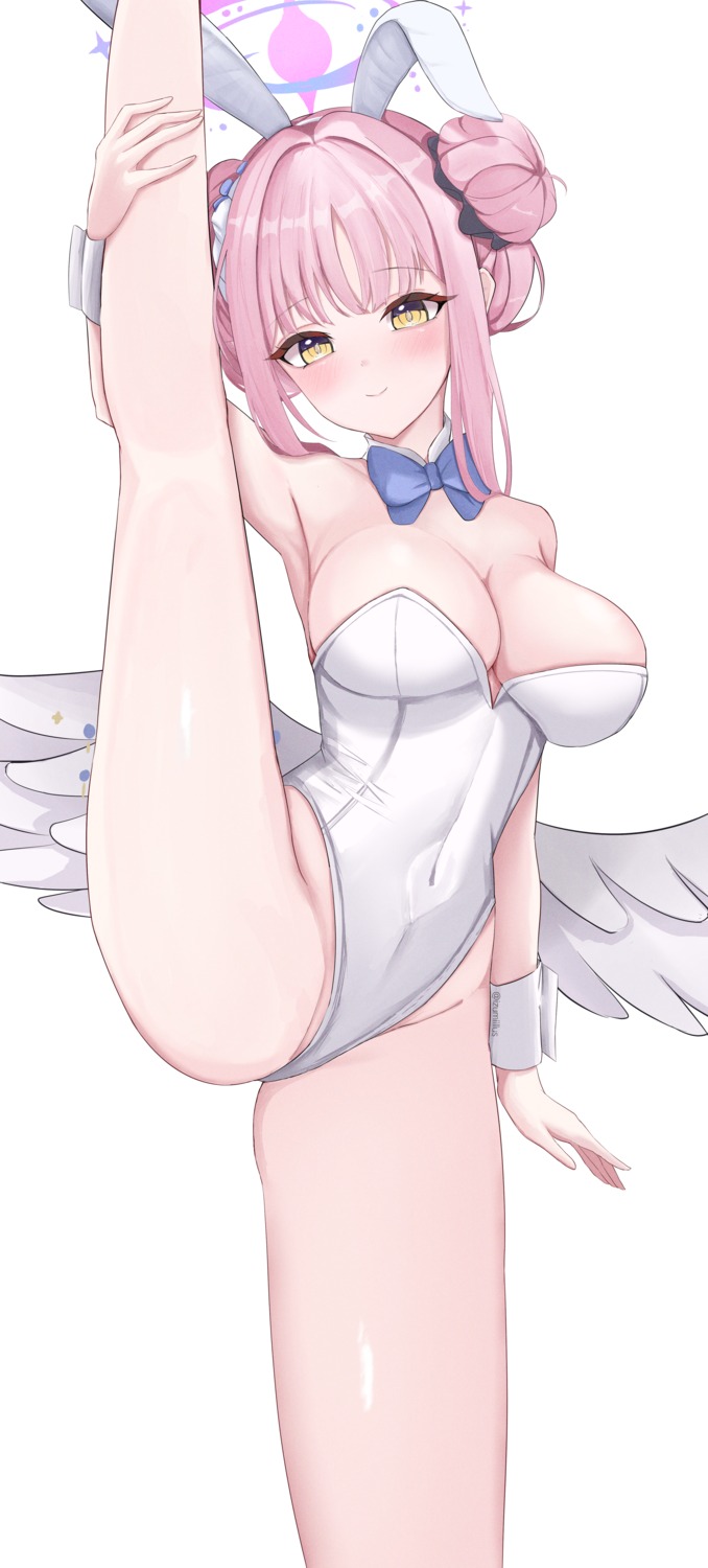 angel animal_ears blue_archive bunny_ears bunny_girl izumiillus misono_mika no_bra wings