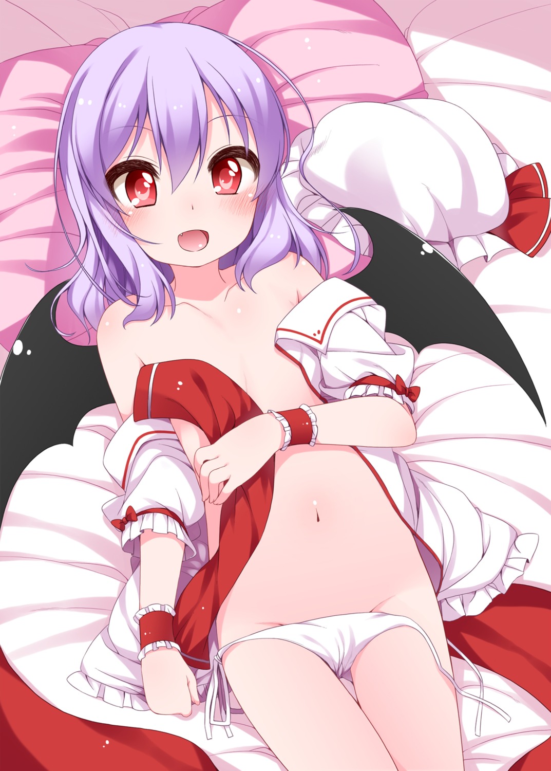 loli no_bra open_shirt pantsu panty_pull remilia_scarlet shouji_ayumu string_panties touhou wings