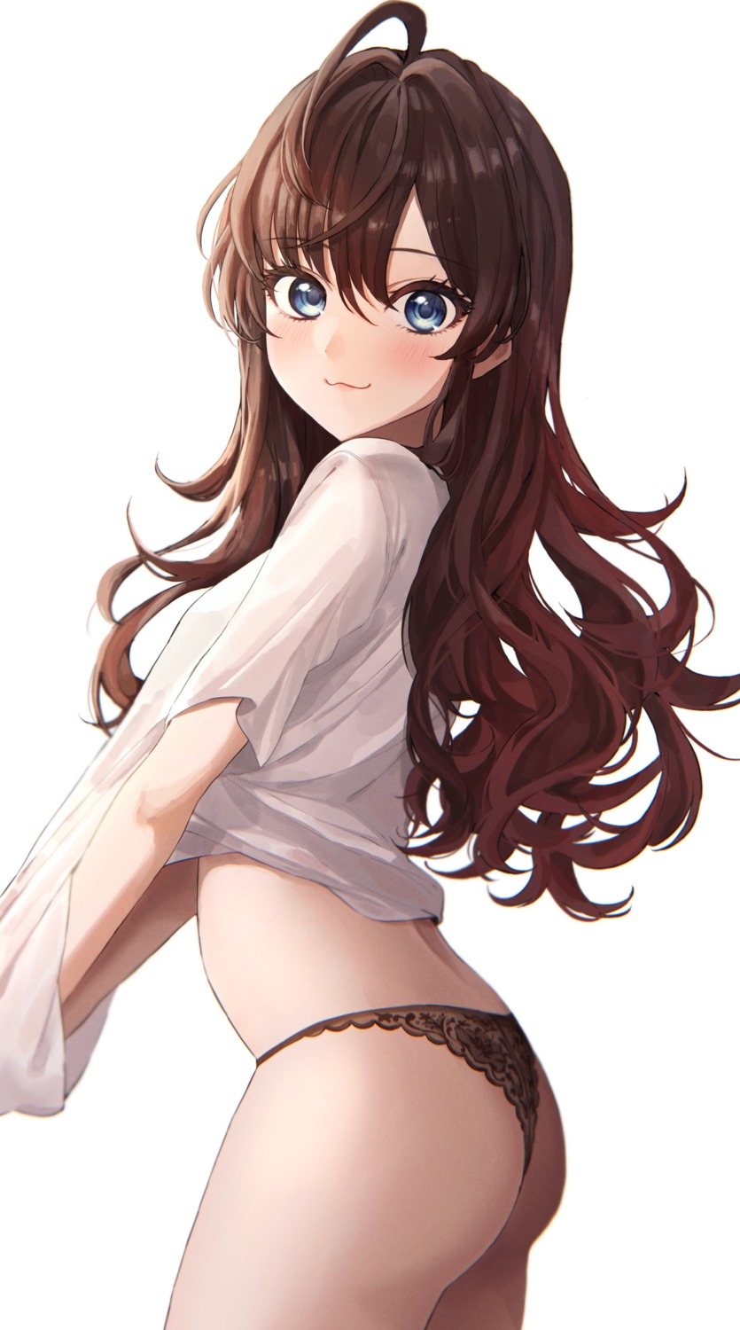 ass ichinose_shiki kudou_eru pantsu shirt_lift the_idolm@ster the_idolm@ster_cinderella_girls thong