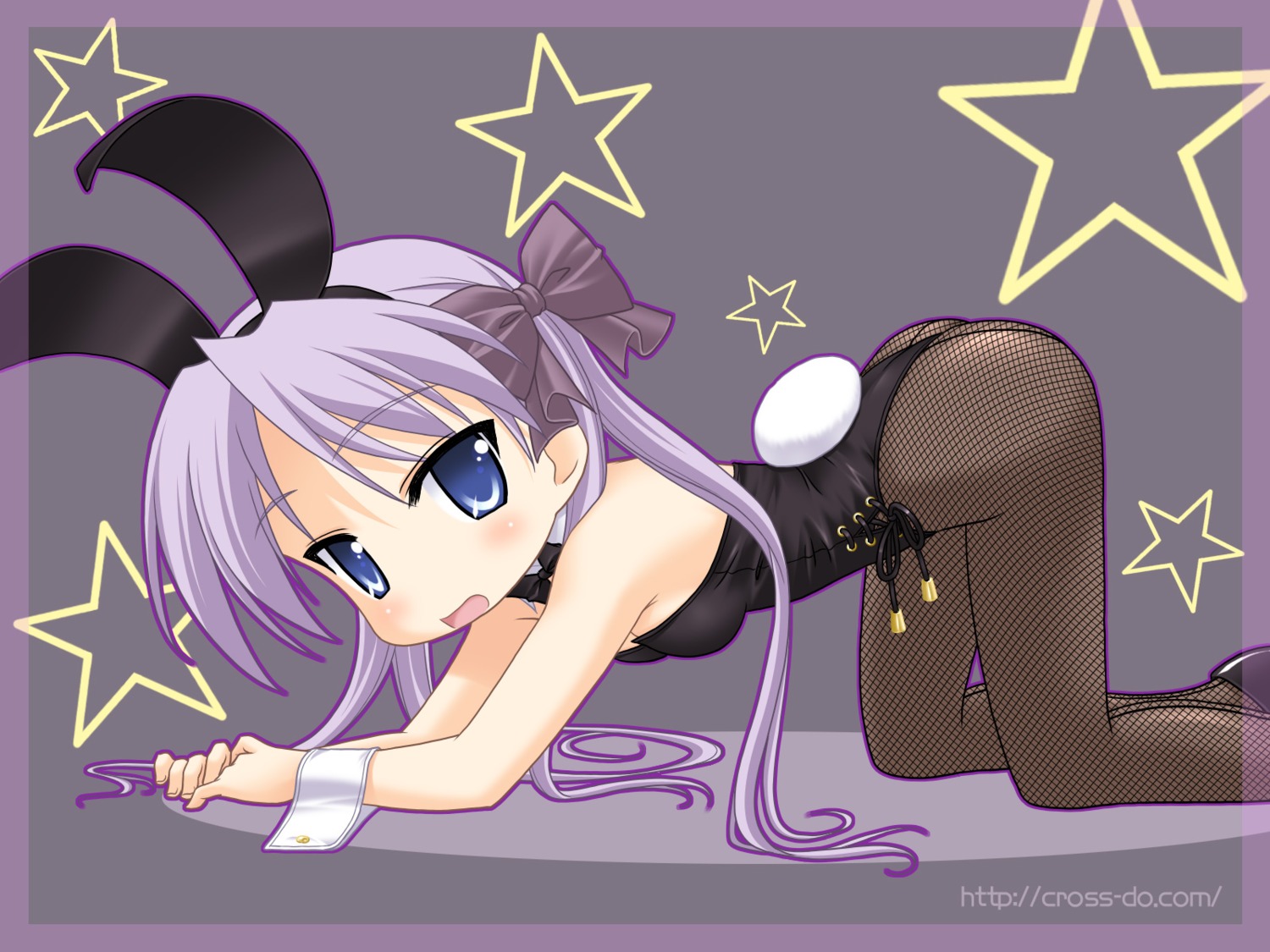 animal_ears ass bunny_ears bunny_girl fishnets hiiragi_kagami lucky_star thighhighs wallpaper