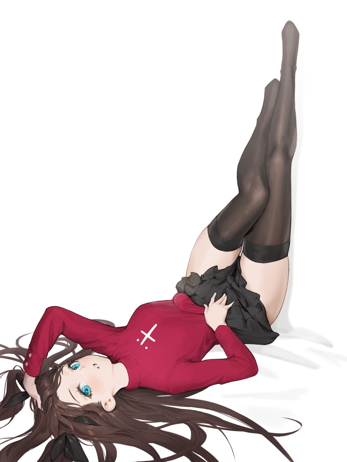 cotta_(heleif) fate/stay_night skirt_lift sweater thighhighs toosaka_rin