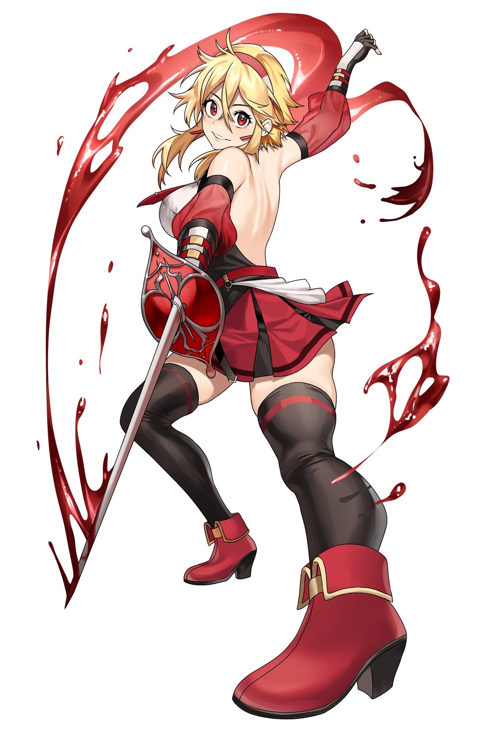 blood hanny_(uirusu_chan) heels no_bra sword thighhighs
