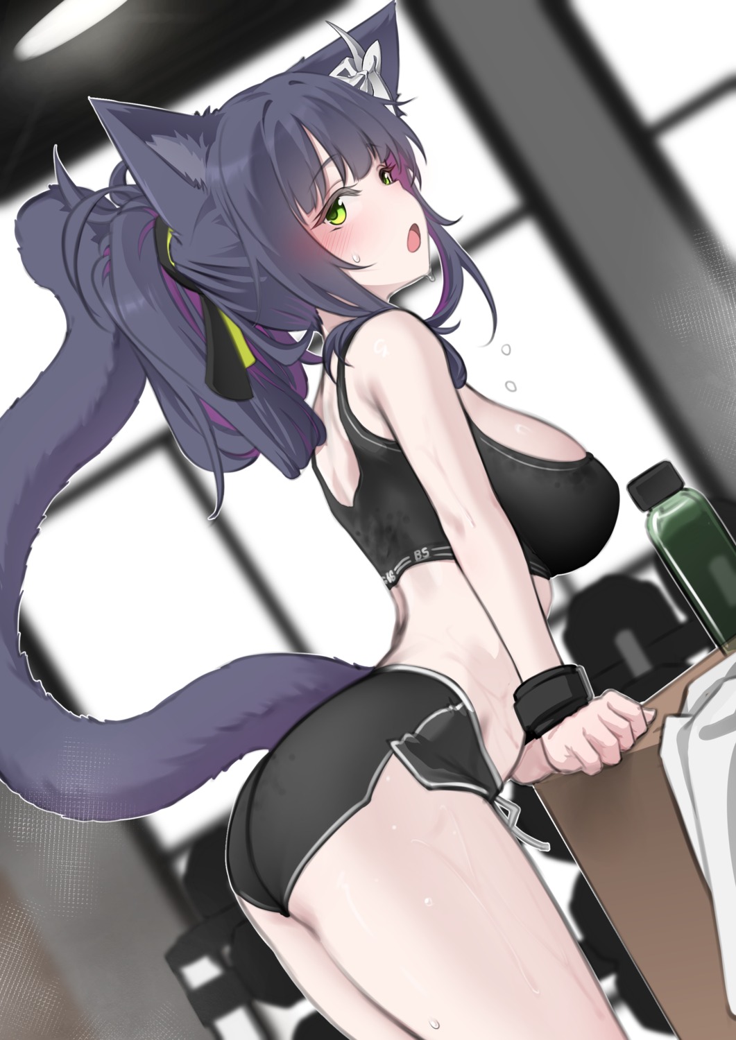 animal_ears arknights ass bra jessica_(arknights) k0ng tail