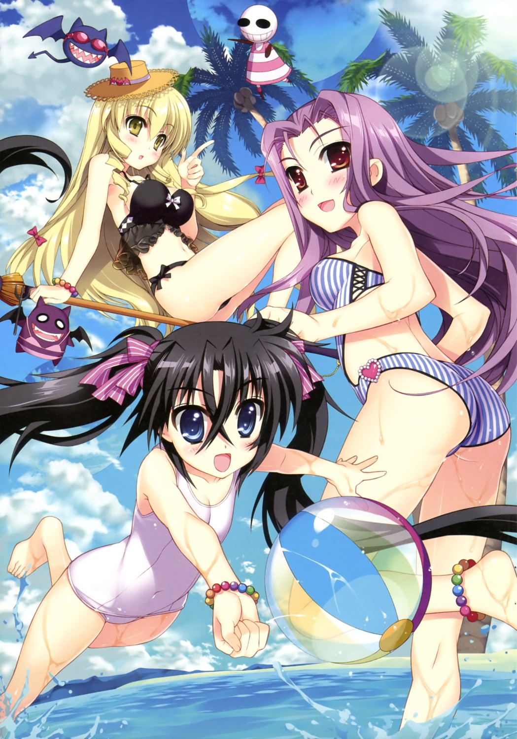 bikini fabia_crozelg fujima_takuya lutecia_alpine mahou_shoujo_lyrical_nanoha mahou_shoujo_lyrical_nanoha_vivid school_swimsuit sieglinde_jeremiah swimsuits