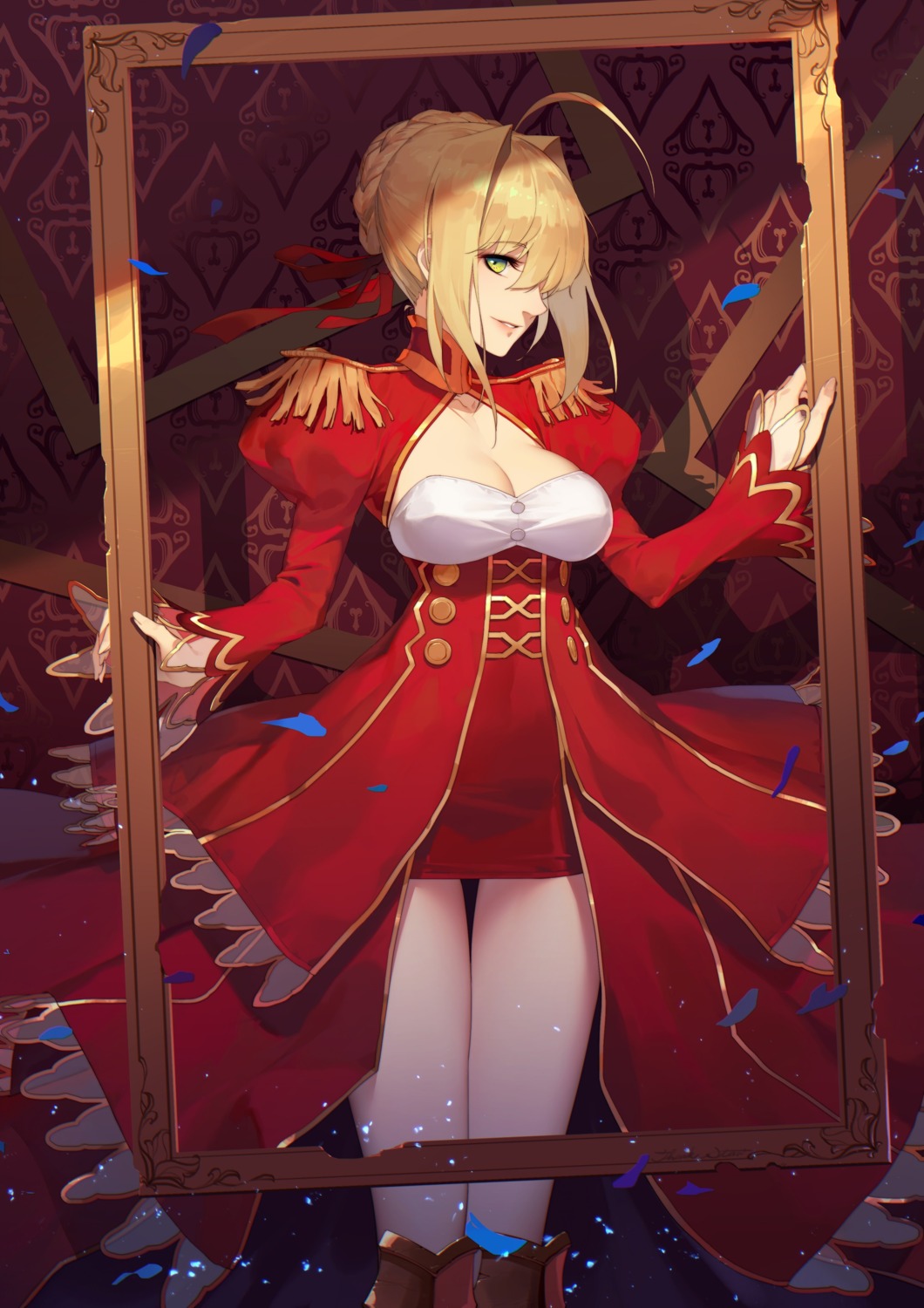 cleavage dress fate/extra fate/stay_night saber_extra thank_star