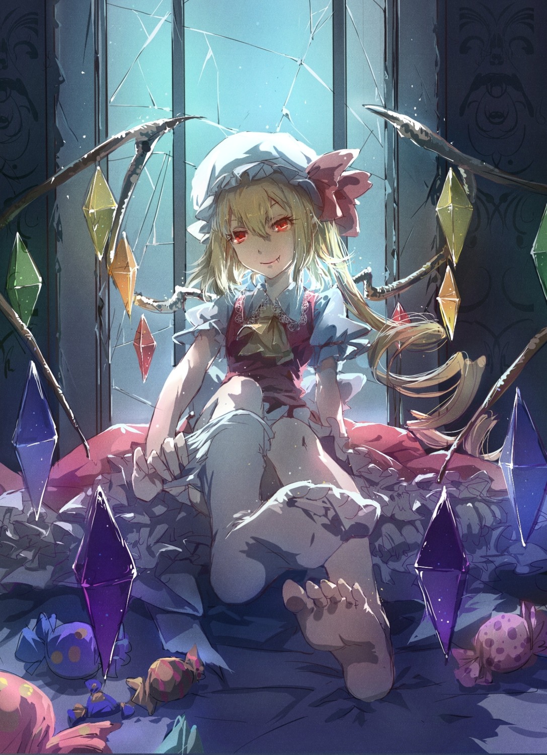 dress feet flandre_scarlet touhou undressing wings yuiko_(yuiko33miao)