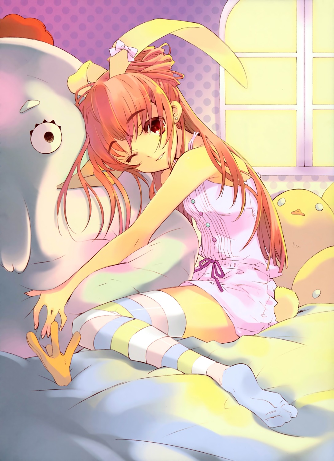 animal_ears bunny_ears bunny_girl ito_noizi pajama thighhighs