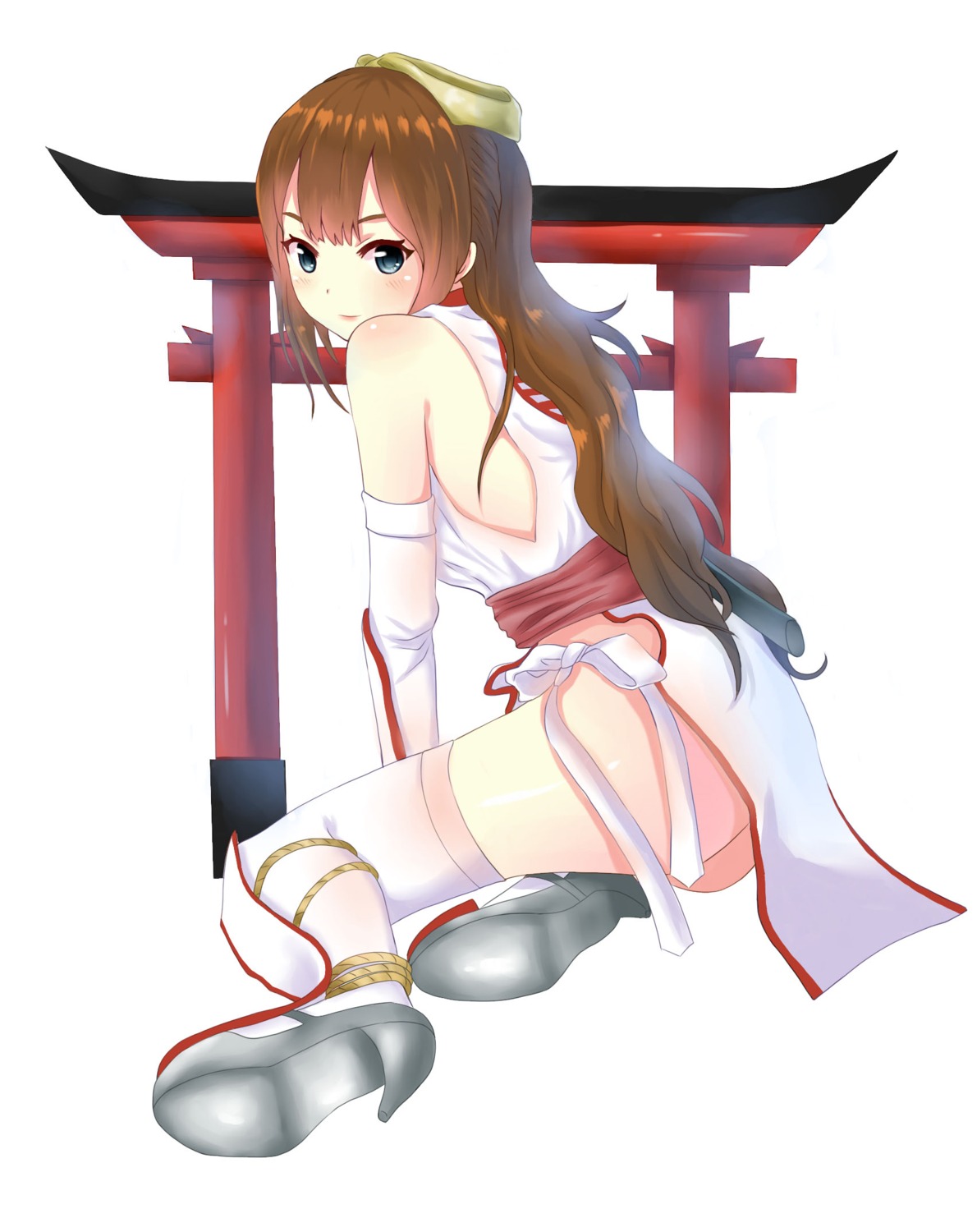 ass dead_or_alive heels japanese_clothes kasumi no_bra nopan thighhighs tsz_fung_tse