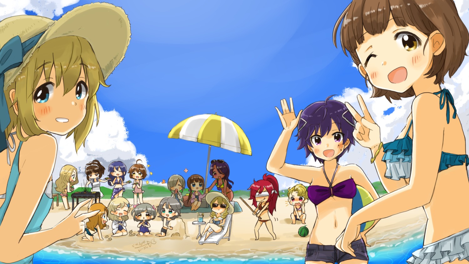 bikini bikini_top chibi cleavage megane starly_girls swimsuits tagme wallpaper