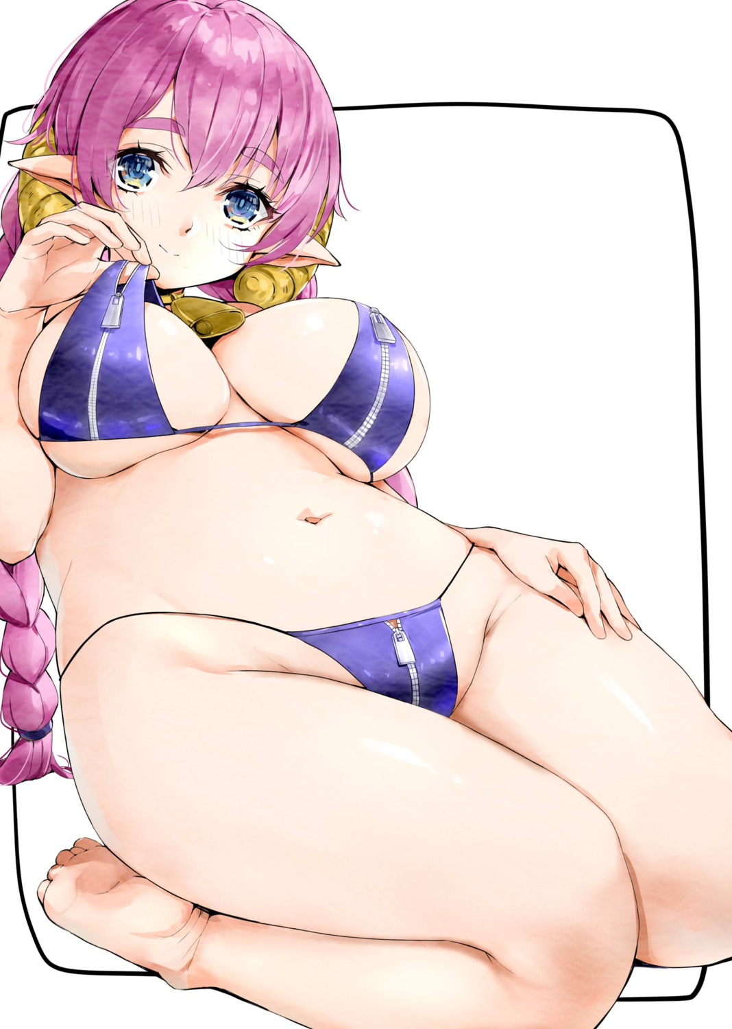 bikini horns kntrs_(knyrs) pointy_ears swimsuits undressing