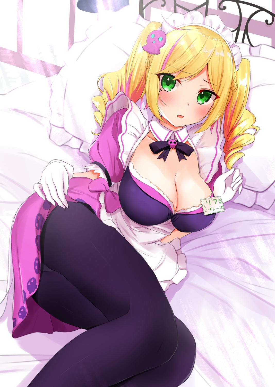 cleavage ex_idol maid pantsu pantyhose skirt_lift