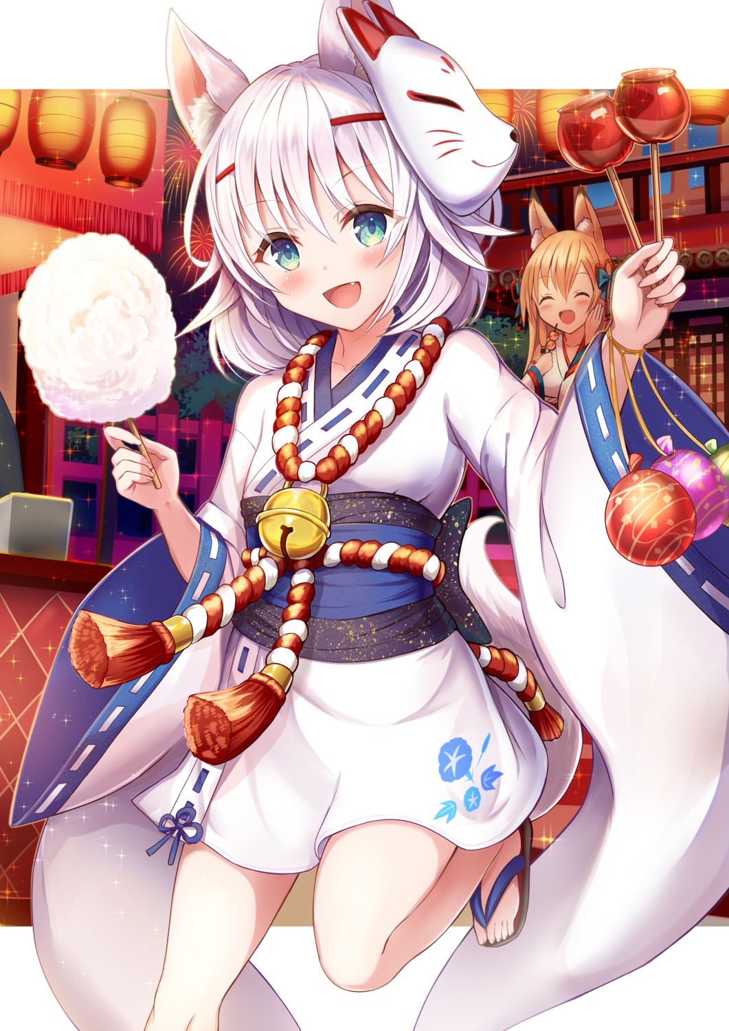 animal_ears japanese_clothes kitsune sakura_ani tail