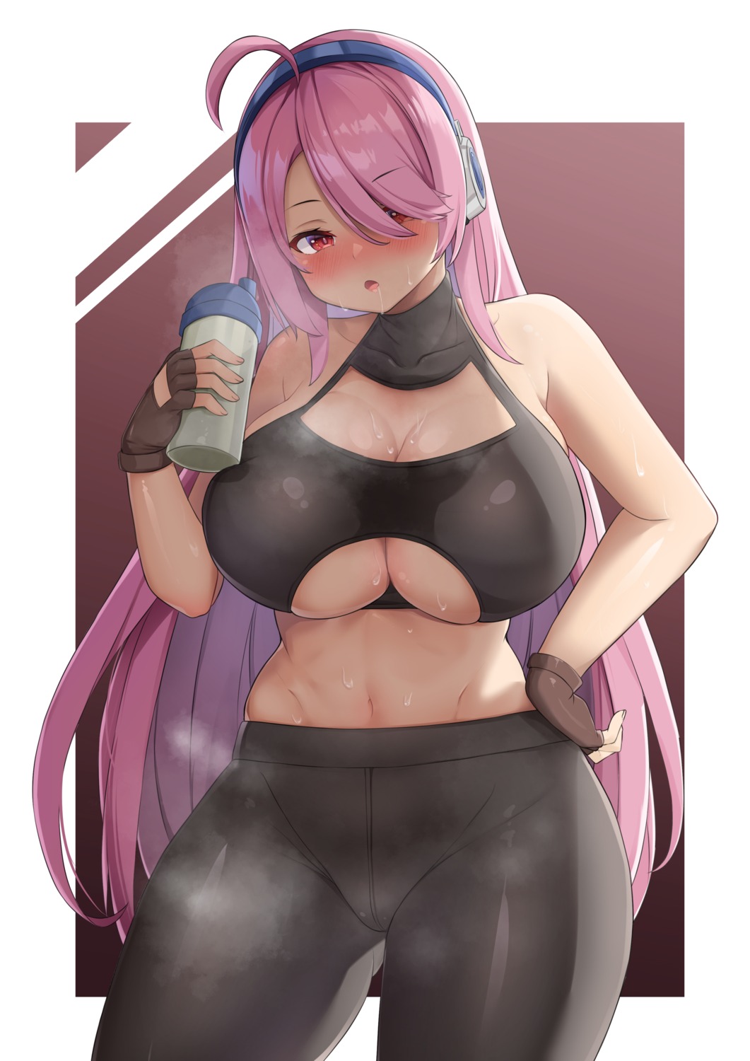 gym_uniform headphones kusana_(dudqja602) wet wet_clothes